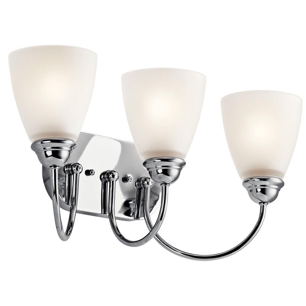 Kichler 45639CH Jolie 20.25" 3 Light Vanity Light with Satin Etched Glass in Chrome in Chrome